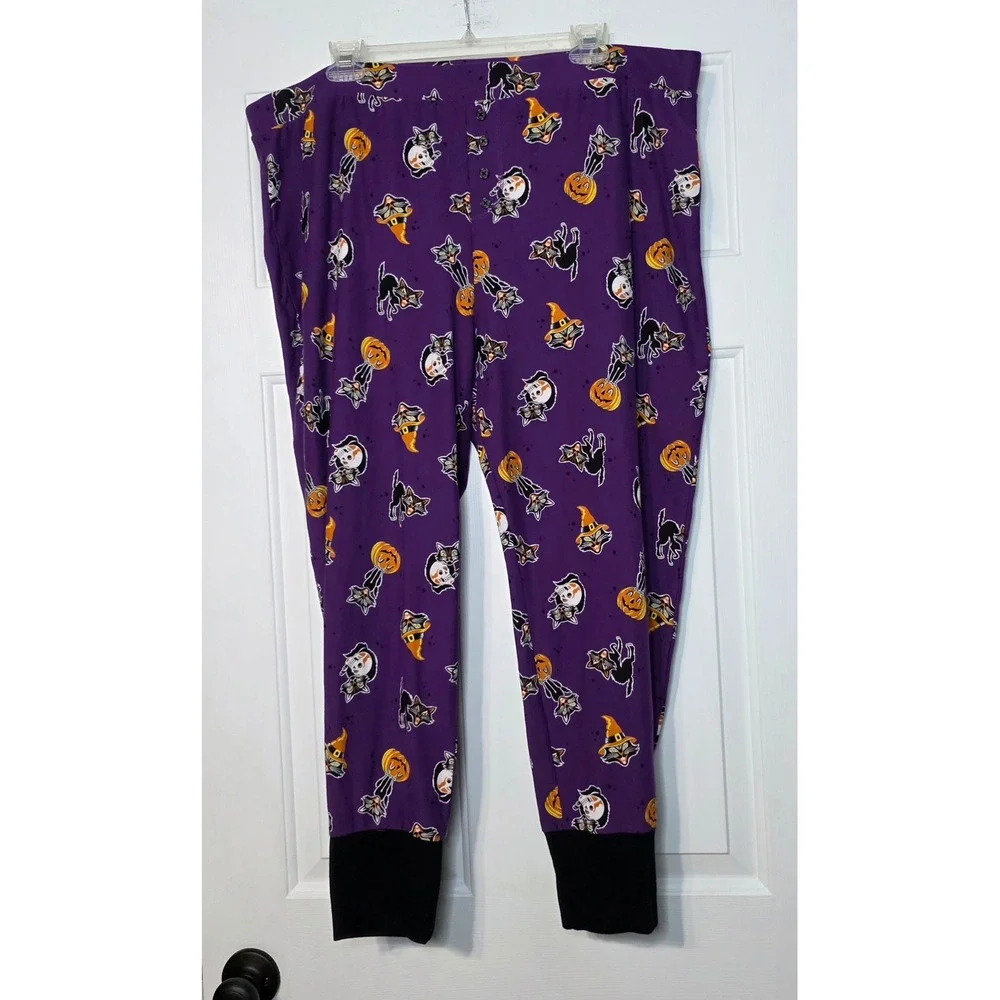Torrid Sleep Halloween Pajama Pants Purple Black Cat Pumpkin Skull Plus Size 3